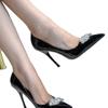 Beautiful rhinestone black high heels women's fashion sexy thin heels pointed head shallow mouth celebrity temperament single shoes patent leather
