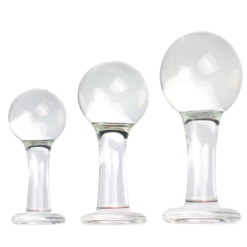 VaHpp Glass Anal Plug Round ball With handle Diameter 4.5/5.5/6cm Sex toy Anal masturbation Dilation Training Transparent Smooth