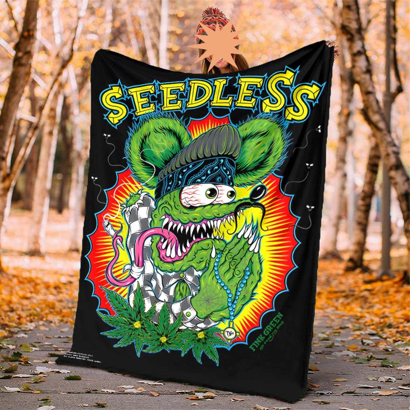 Rat Fink Power Flannel Blanket Soft Warm All-Season Throw, Design for Camping, Car Travel, Hiking Sofa, Bed, Office Perfect Gift for Parties