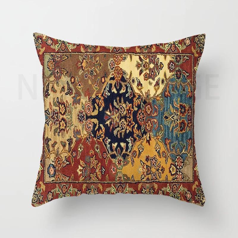 Red Moroccan Ethnic Style Short Plush Pillowcase Sofa Cushion Cover Home Decoration Can Be Customized for You 40x40 50x50 60x60