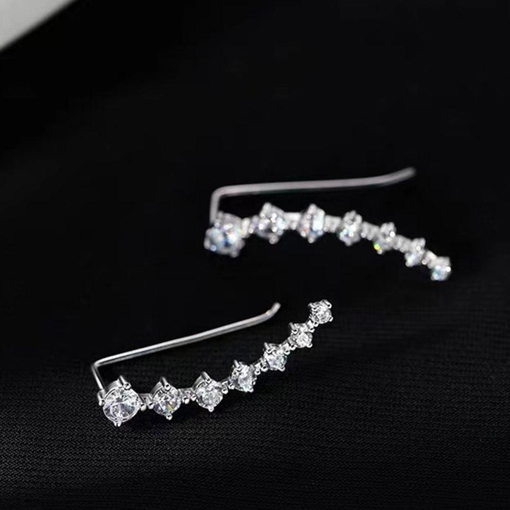 Light Luxury Niche Design Zircon Inlaid Earrings Seven Star Earrings Curved Earrings Zircon Fas J2G5