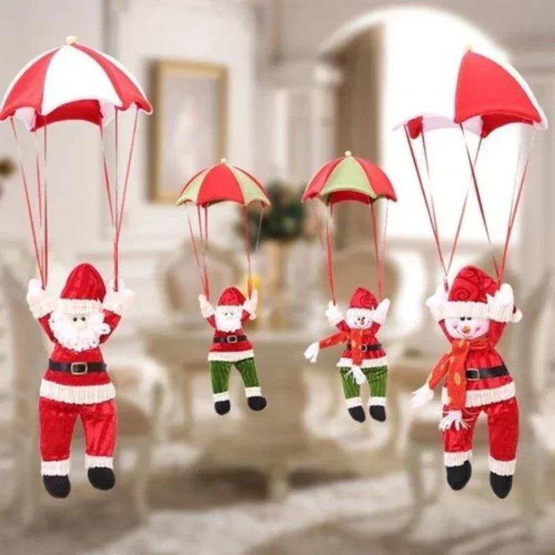 Santa Claus Parachute Snowman Christmas Tree Hanging Ornament Party Decoration Supplies Accessories