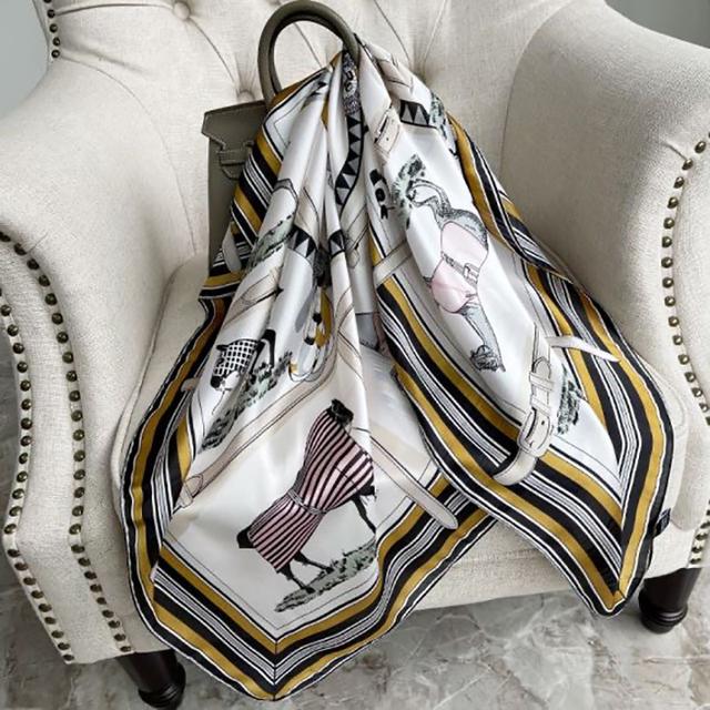 90cm *90cm Design Scarf Lady Shawl Printed Silk Felt Headscarf Scarf Lady Headscarf Square Scarf Lady Wrap Scarf 2021