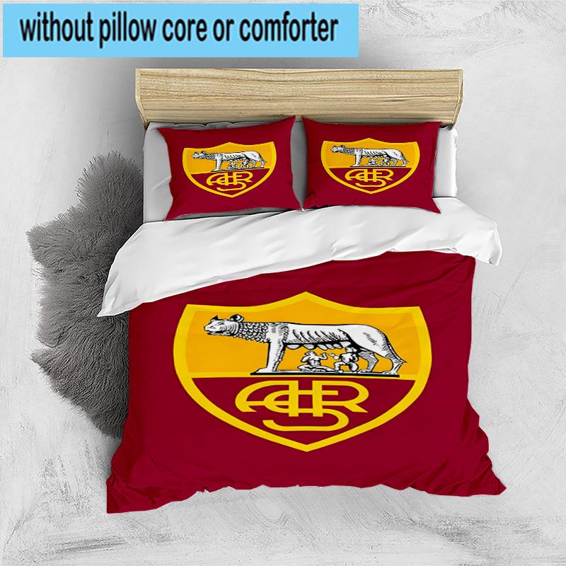 Set Biancheria da Letto Stampato 3 Pezzi Wolf Football Club Roma Copripiumino Chiusura Include 1 Copripiumino & 2 Federe Set Biancheria da Letto Arredamento Casa Regali