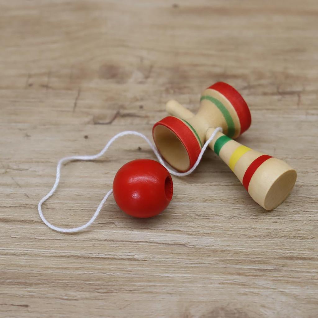 Miniature Japanese Traditional Wooden Kendama Toy (6.5cm H x 3cm W x 2cm D) Set of 10 for Commercial Use