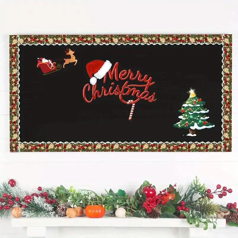 18m/Roll Festival Home Decoration Stickers - Christmas Wall Sticker Border, Blackboard Bulletin Board Border Sticker