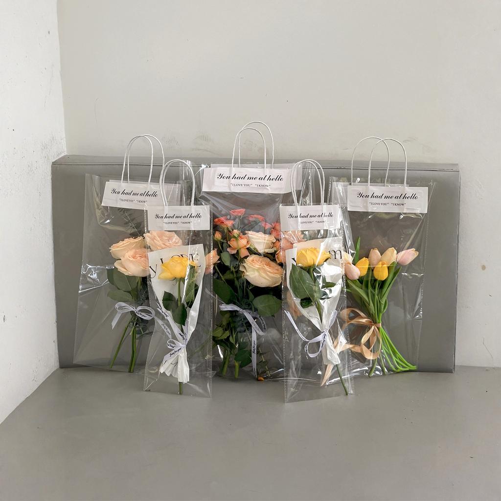 Clear Flower Handbag DIY Floral Wrapping Materials for Teacher’s Day Gift Packing