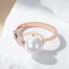 Wbmqda Luxury Pearl Women's Rings 585 Rose Gold Silver Color Ethnic Wedding Party Fine Zircon Jewelry Accessories