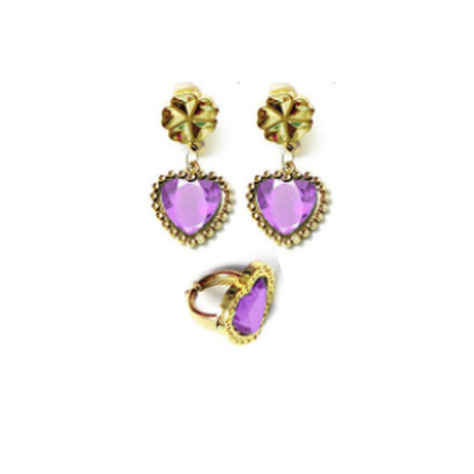 Children'S Princess Belle Rapunzel Snow White Necklace Earrings Bracelet Earclip Set