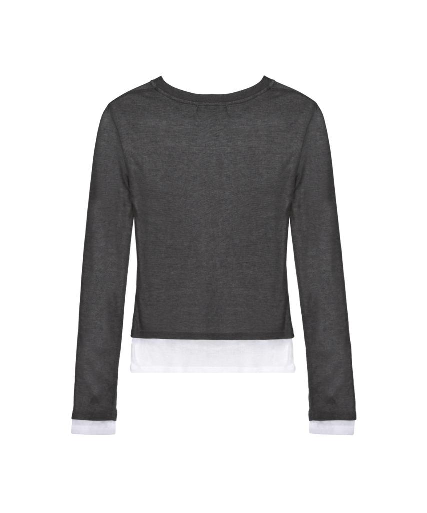 Nigaennikol Double Layered Long Sleeve Top_Charcoal