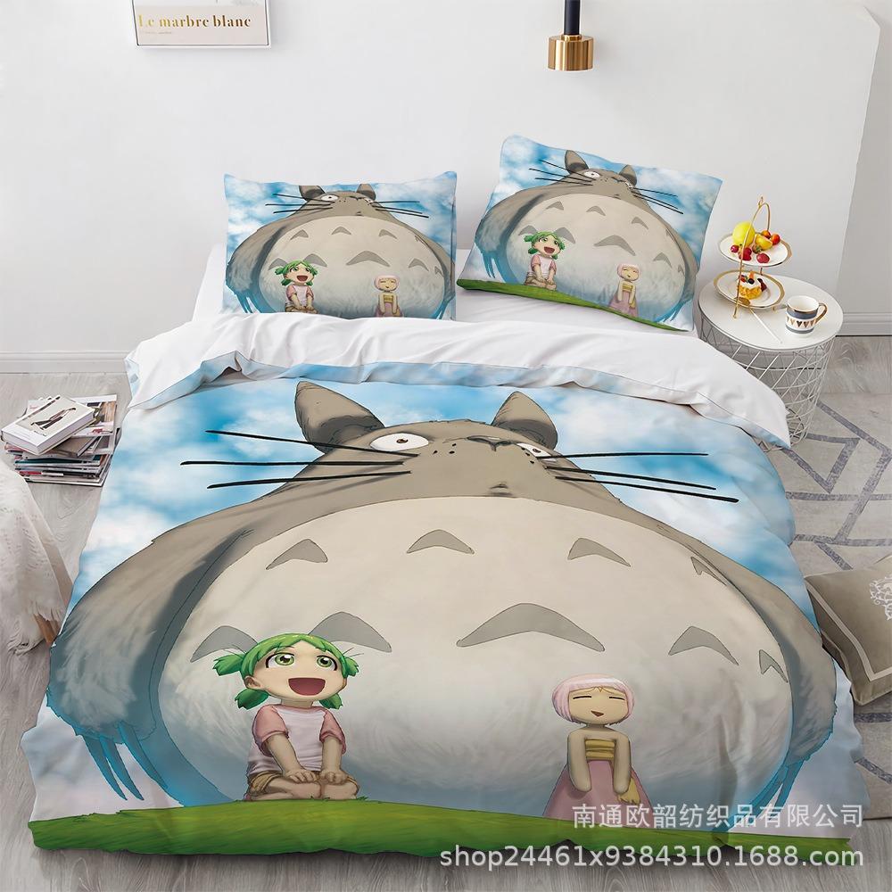 Luxuriöse Mein Nachbar Totoro Bettbezüge Kinder Cartoon Bettwäsche Set Bettdeckenbezug Einzelbett Doppelbett Schlafzimmer Bett Dekor für Teenager Beste Geschenke