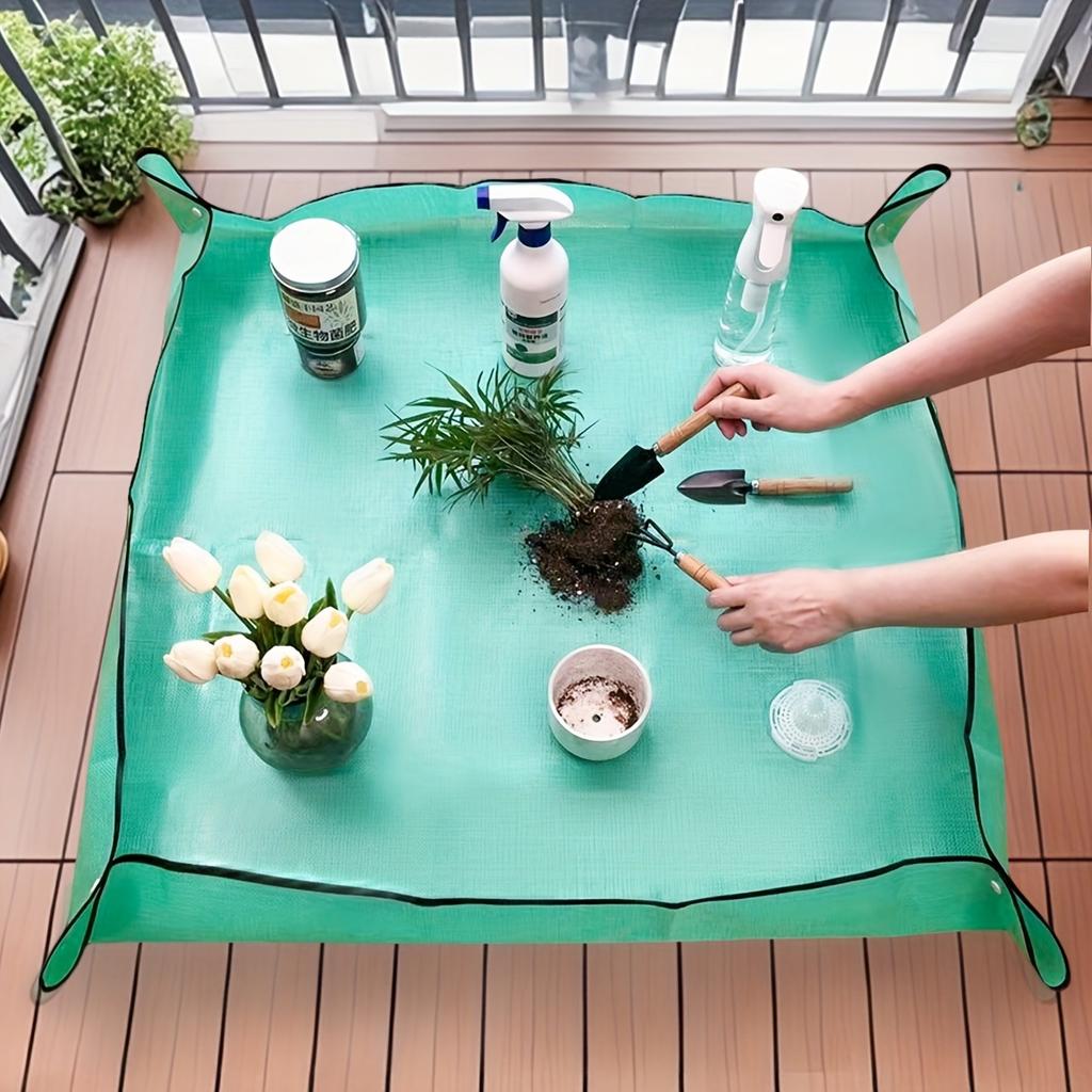 5pcs Waterproof Gardening Planting Mat with Sturdy Edges - Heavy-Duty Easy-Clean Soil Mix Suitable for Indoor/Outdoor Use, Turquoise Durable Plant Bed