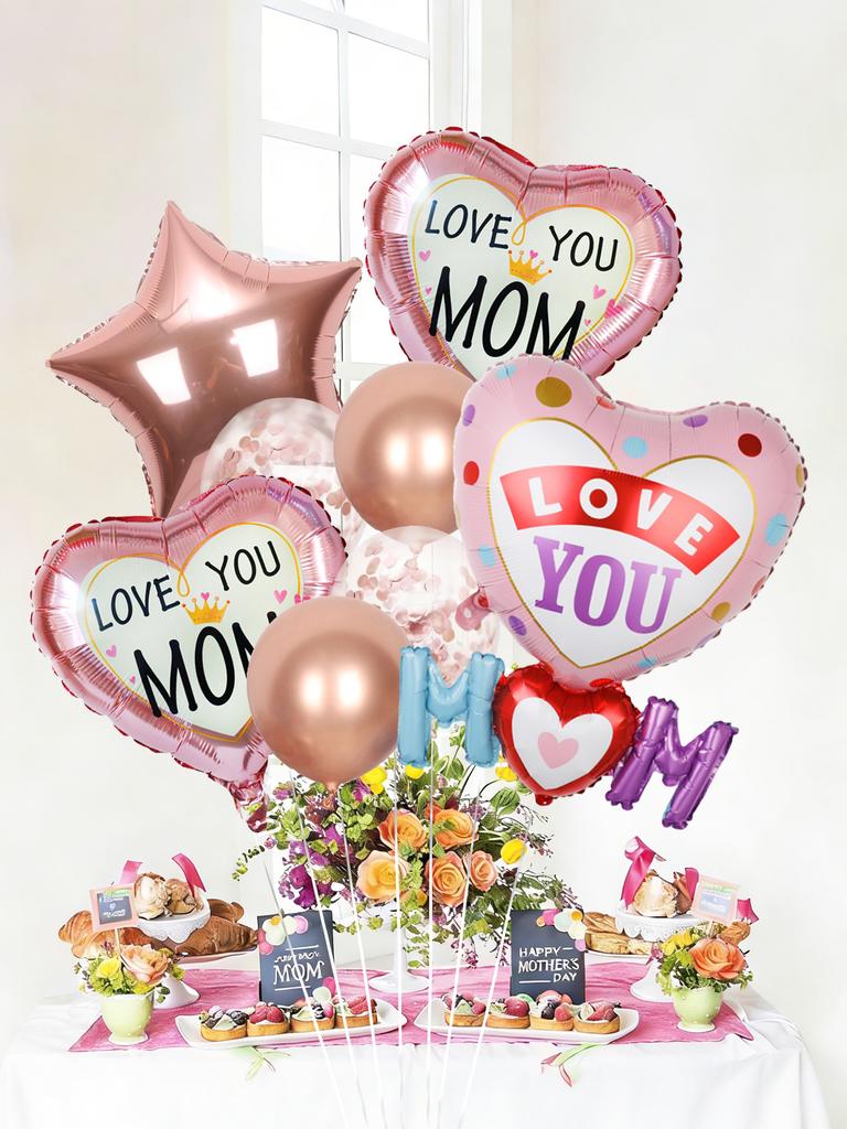 14pcs Mother's Day Balloon Set, Suitable for Mother's Day, Holiday Decorations, A Gift for Mom, The Best Mom.