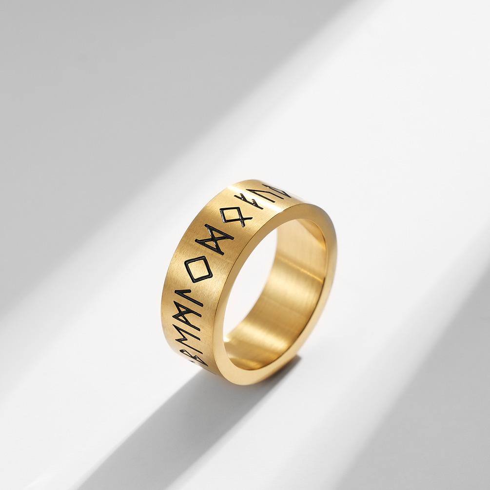 Wikinger Rune Titanstahl Matt Gebürsteter Ring Herren- und Damenzubehör Weihnachtsgeschenk Schmuck