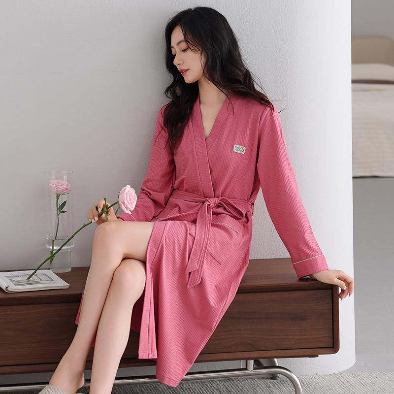 

Парная ночная рубашка Весна и Осень Чистый хлопок С длинным рукавом Мужские и Женские халаты Средние и Длинные пижамы Парный наряд L