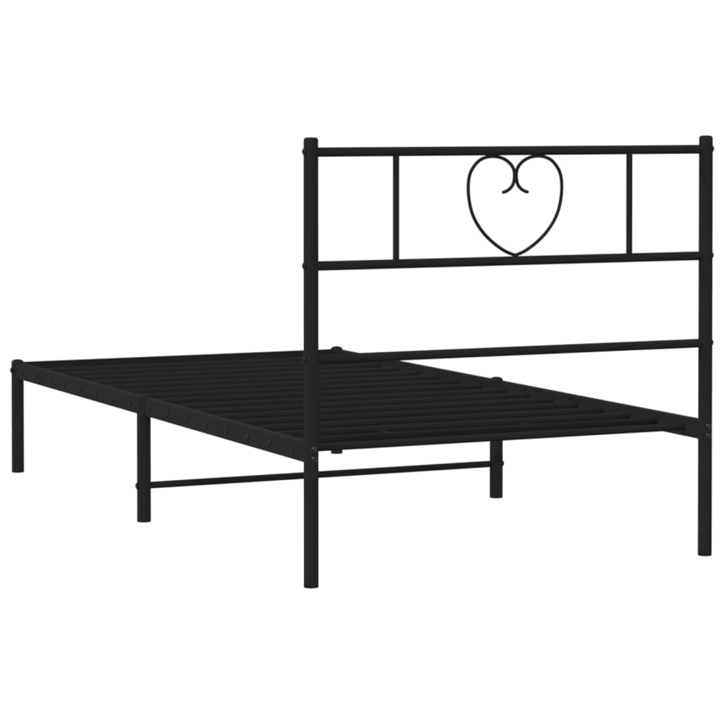 Vidaxl Metal Bed Frame with Headboard, Black, 80X200 Cm