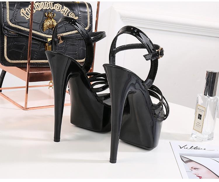 Summer Stiletto Cross-Strap Roman Sandals, 15cm Platform High Heels for Women