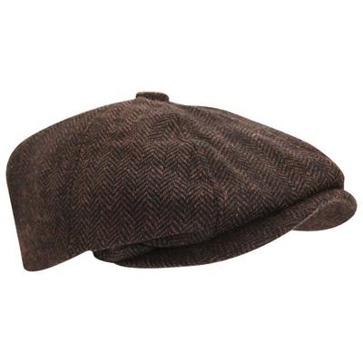 Pánská kšiltovka z vlněné směsi rybí kosti 8 Panel Newsboy