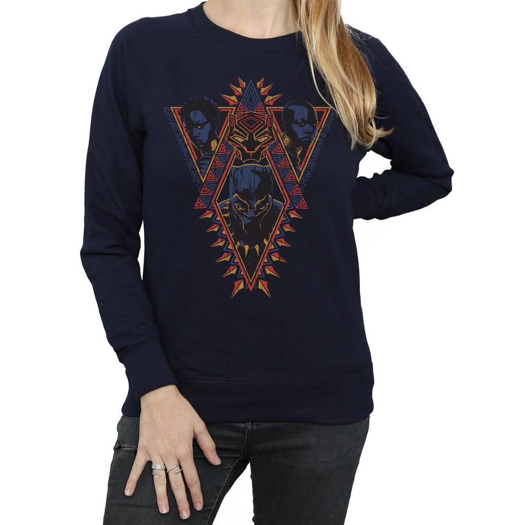 Marvel Womens/Ladies Black Panther Tribal Heads Sweatshirt