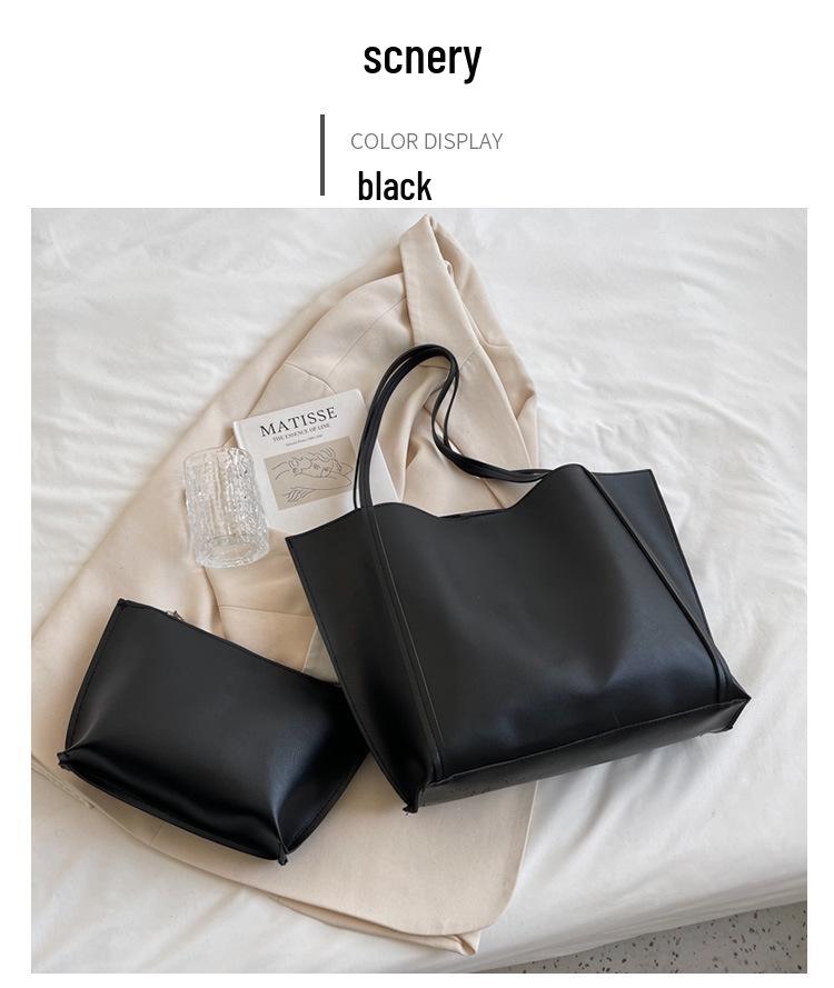 2023 Women's Retro Large Capacity Tote – High-End Solid Color Shoulder Bag