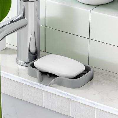 Drain Mat Silicone Multiple Usage Anti-skid with Drain Spout Easy Cleaning Leakproof Kitchen Counter Sink Organizer Sponge Holder Bathroom Soap Dish