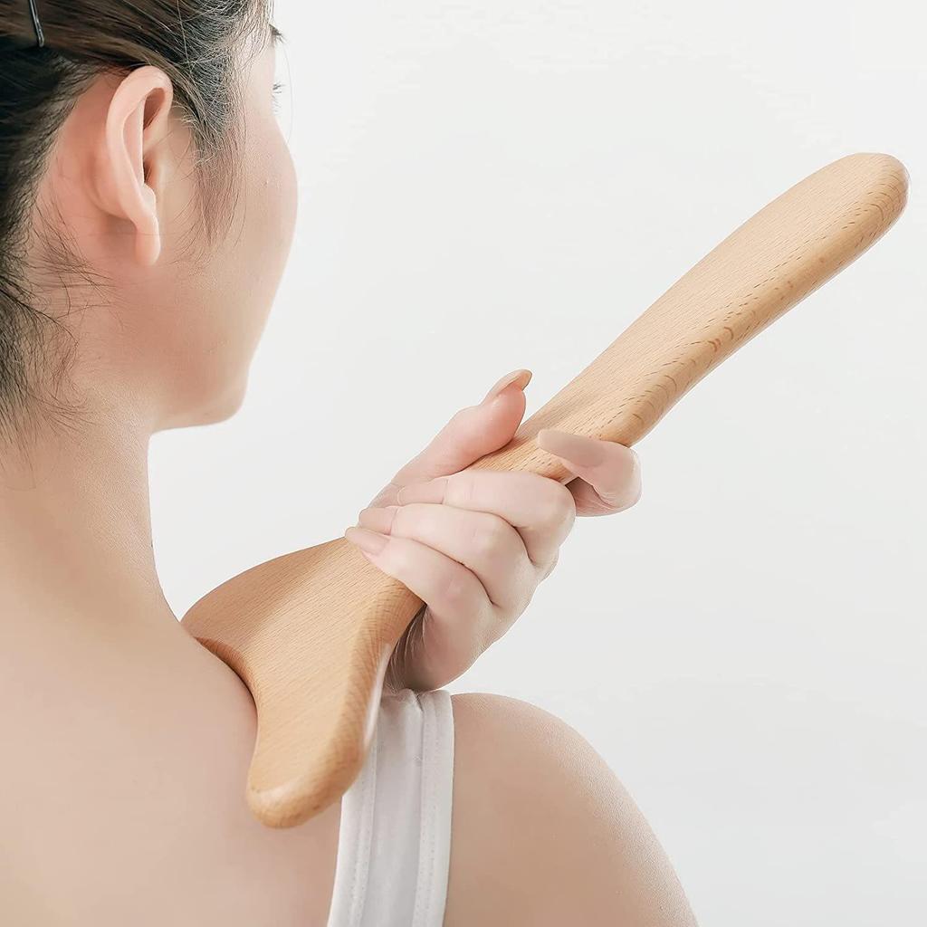 Beech Gua Sha Fish Tail Massager for Full-Body Acupoint Therapy