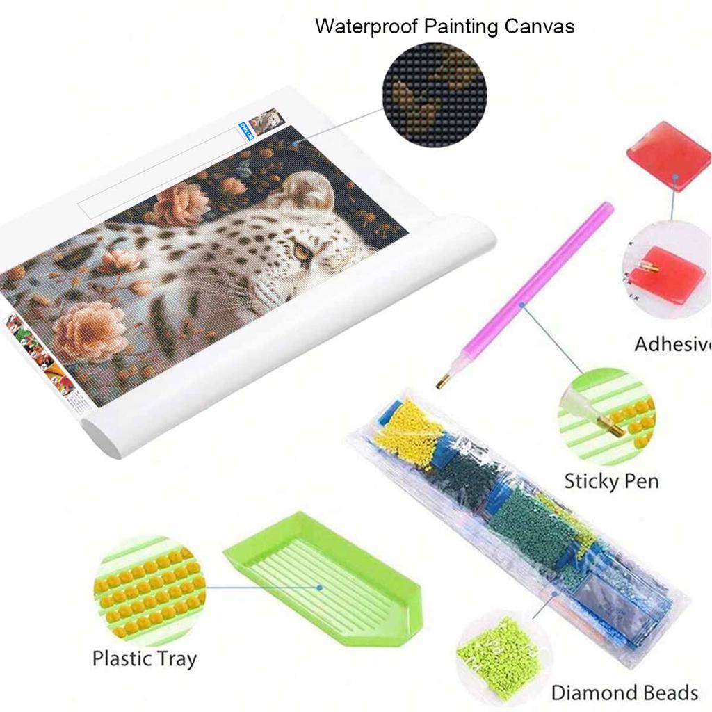 Creative Diamond Painting Kit for Adults DIY Leopard Rhinestone Picture Canvas for Leisure Craft Wall Art and Gift Making Fun Set