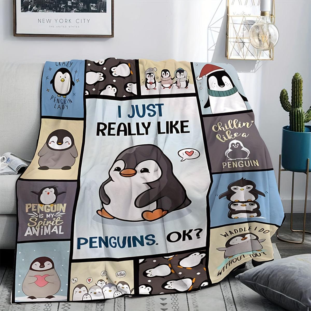 1pc Penguin printed blanket, super soft, lightweight, warm blanket, home office, travel sofa bed, multi-purpose blanket 75cmx90cm