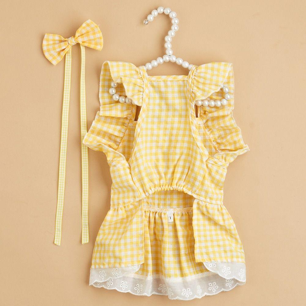 British Style Plaid Lace Dog Skirt Sweet Cat Princess Dress  Birthday Party