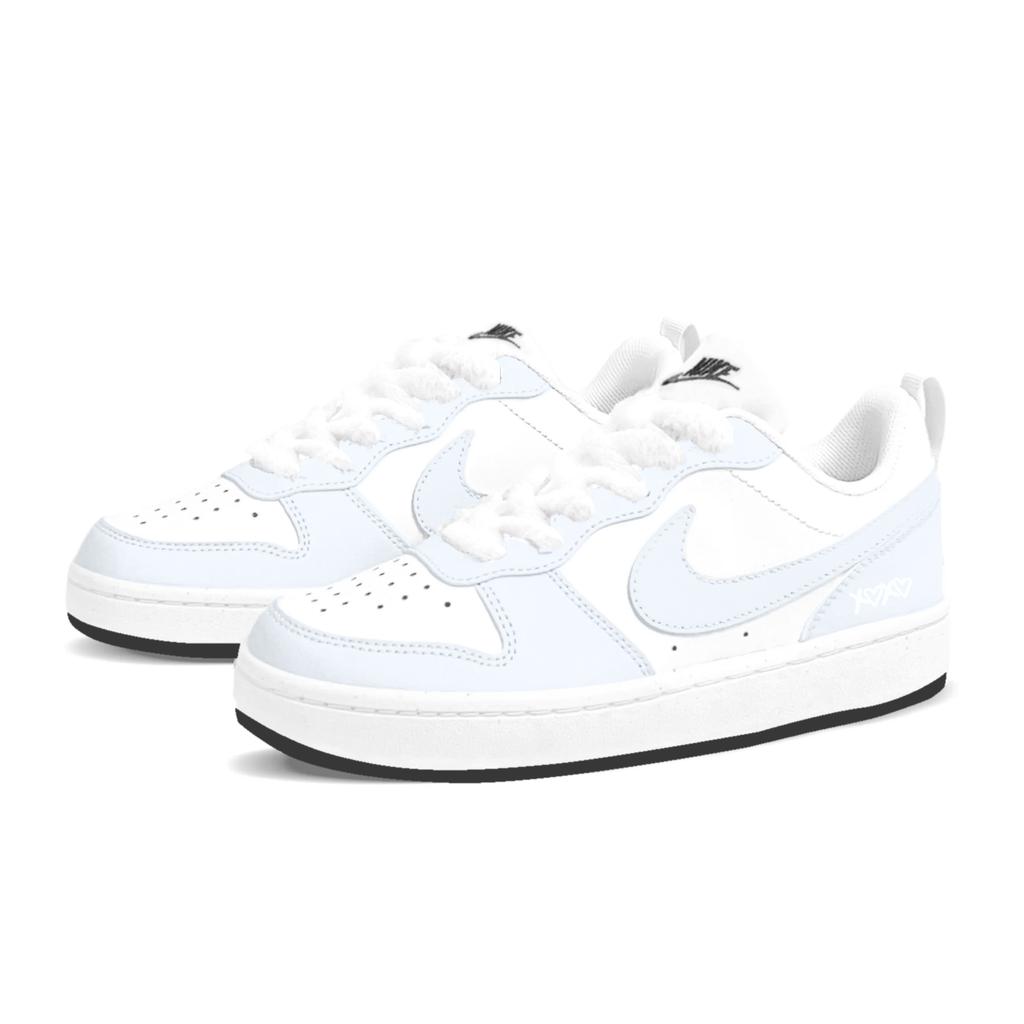 Nike Court Borough Maris Sal Milk Lid Low top Skateboard Shoes Women's White Blue IQ2725-101(Team1121-)