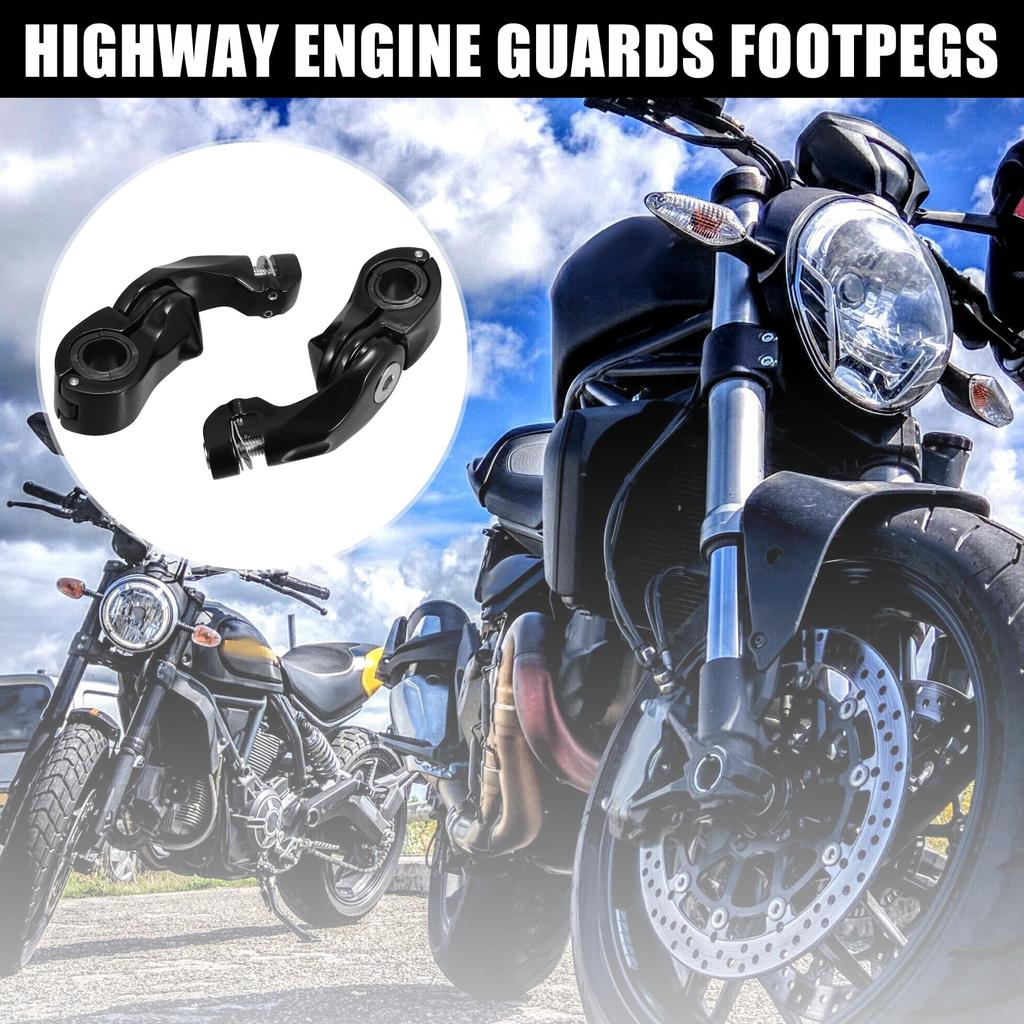 Motoforti Motorcycle Foot Peg Highway Engine Guards, Universal Foot Peg Short Angle Mounts for Harley, 1 Pair