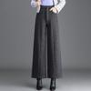 Women's High Waist Wide Leg Pants Straight Leg Pants Elegant Commuter Style Thick Woolen Fabric Pocket Design Winter Casual Long Trousers