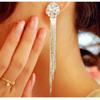 1Pair of Long Fringed Earrings, Korean Version of Fashion Temperament Exaggerated Diamond-set Round Earrings