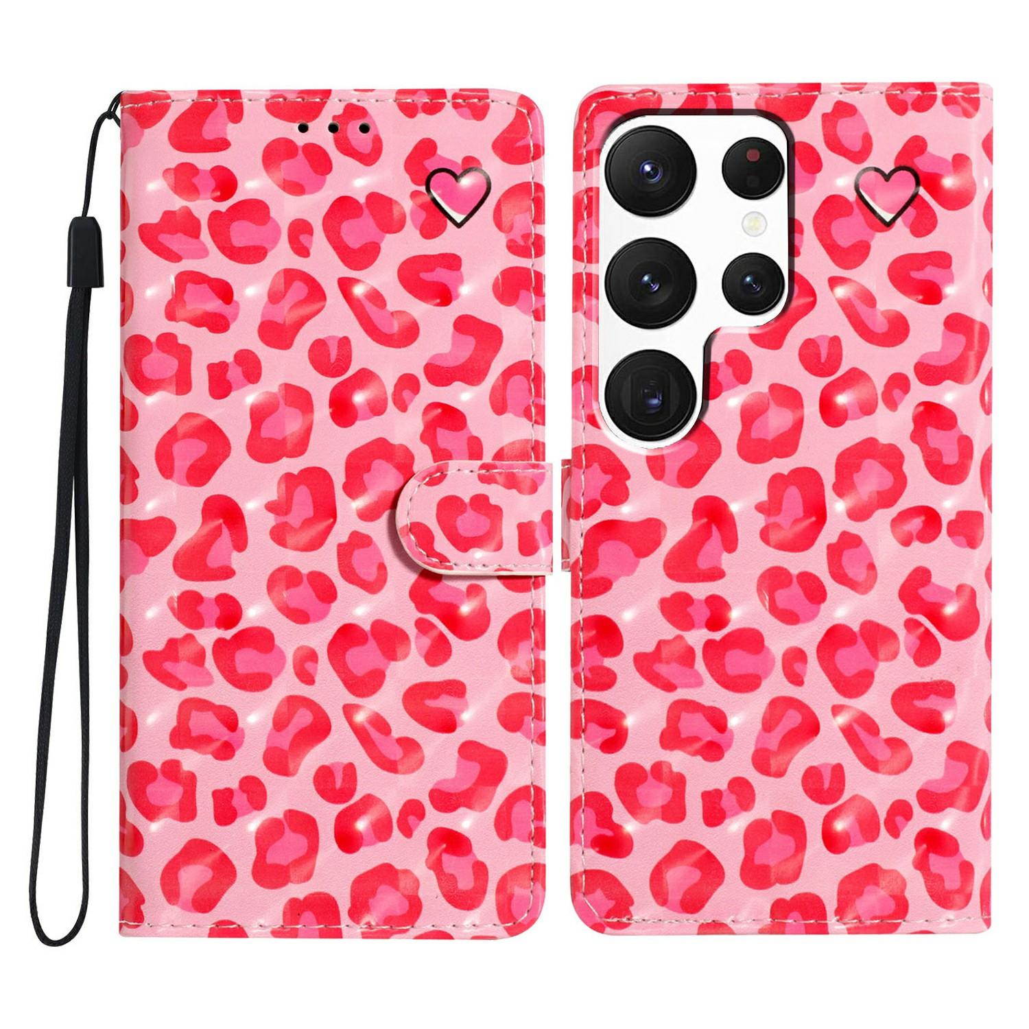 

For Samsung Galaxy S25 Ultra Case PU Leather 3D Pattern Printing Wallet Phone Cover D