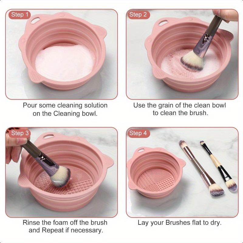 Foldable Makeup Brush Cleaning Bowl, Silicone Portable Cosmetic Cleaning Tool Suitable For All Sizes Beauty Makeup Brush Set.