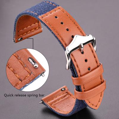 Watchband Canvas Leather Watchband 22mm Women Men Strap Black Blue Fashion Wristbands Accessories Smart Watch Band Belt