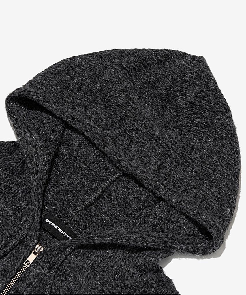 Otherfits Cable Weight Knit Zip-Up Hoodie (Charcoal)