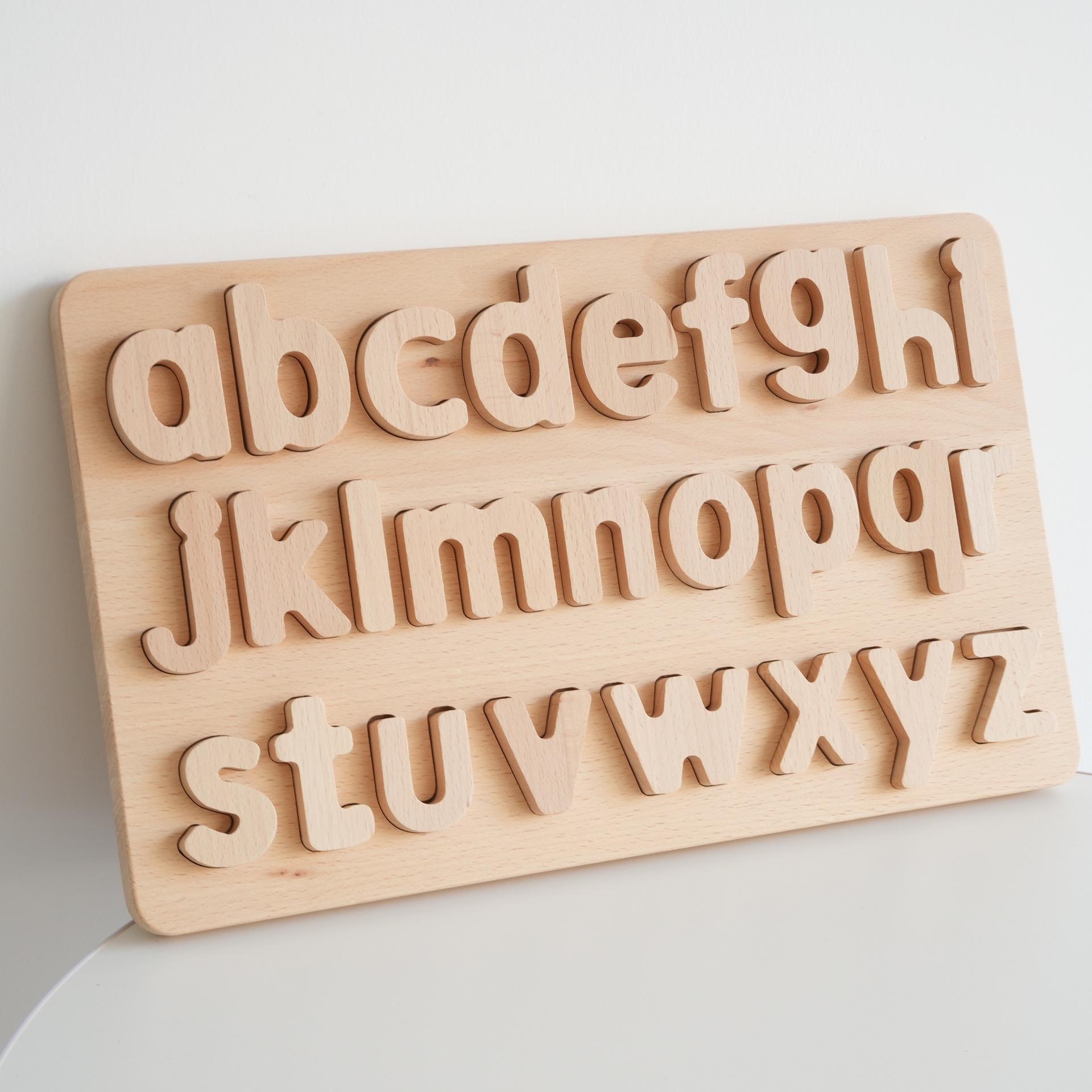 Wooden Lowercase Letter & Number Recognition Board for Early Education