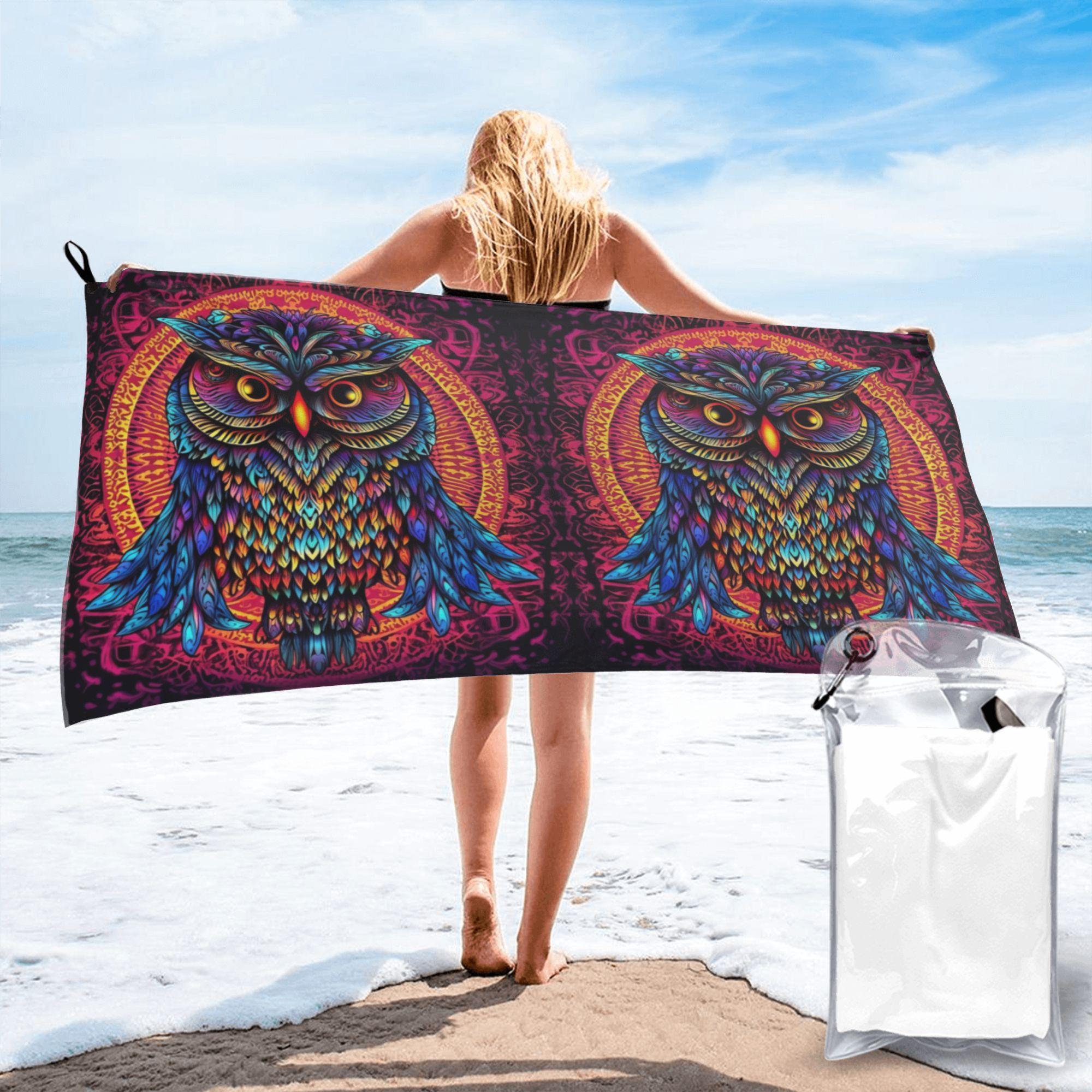 Native Mandala Owl American Beach Towel Soft Microfiber Quick Dry Absorbent Quick Towels For Bath W30*H60(CM)