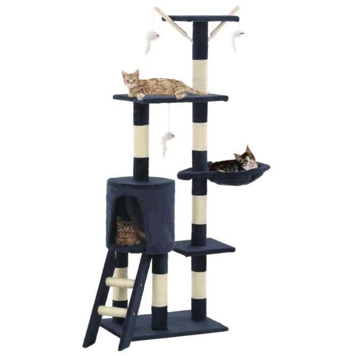 VidaXL Arbre à chat avec griffoirs en sisal 138 cm Bleu foncé