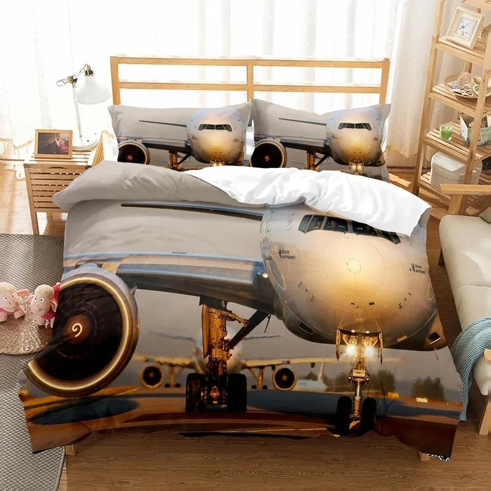 Literie 3D Avion Ciel Bleu Imprimé Taille Queen Pour Garçons Enfants Housse de Couette Avion Linge de Maison De Literie