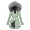 Women's Fashion Winter Solid Color Long Sleeved Hooded Long Zipper Cotton Jacket Warm Coat Down Jacket