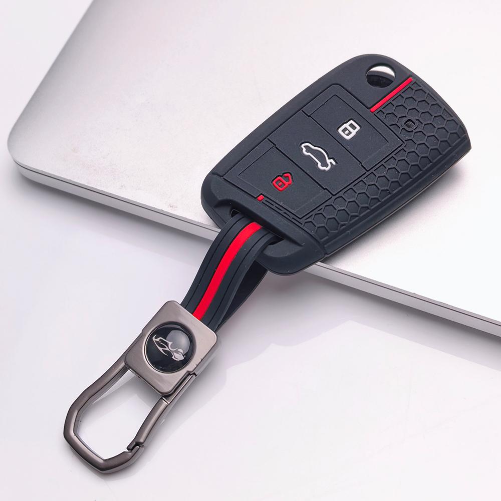 Key Fob Cover for VW Golf Tiguan Passat Polo Octavia A7 Mk7 Mk2 B8 with Keychain Anti-Scratch Surface Shockproof Structure Soft Grip Texture