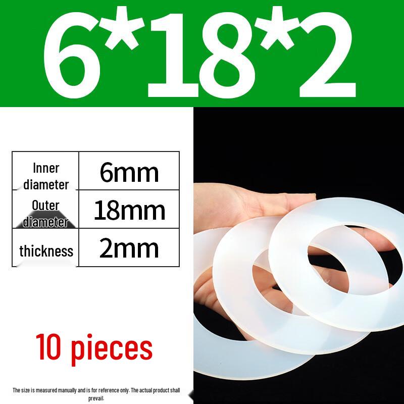 Ally High-Temperature Silicone Flat Gasket Washer, 6x18x2mm (10-Pack)