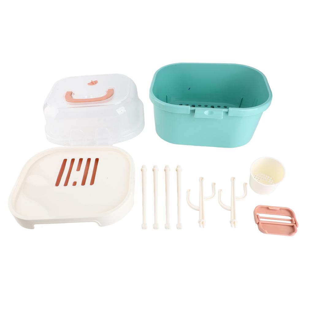 Nursing Bottle Storage Box Compact Household Dustproof Draining Thickened Plastic Baby Bottle Storage for Home Green