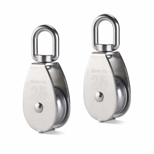 Alioay M25 Rope Pulley, Swivel Type, Stainless Steel, 150kg Load Capacity, Set of 2 (M25 (Set of 2))