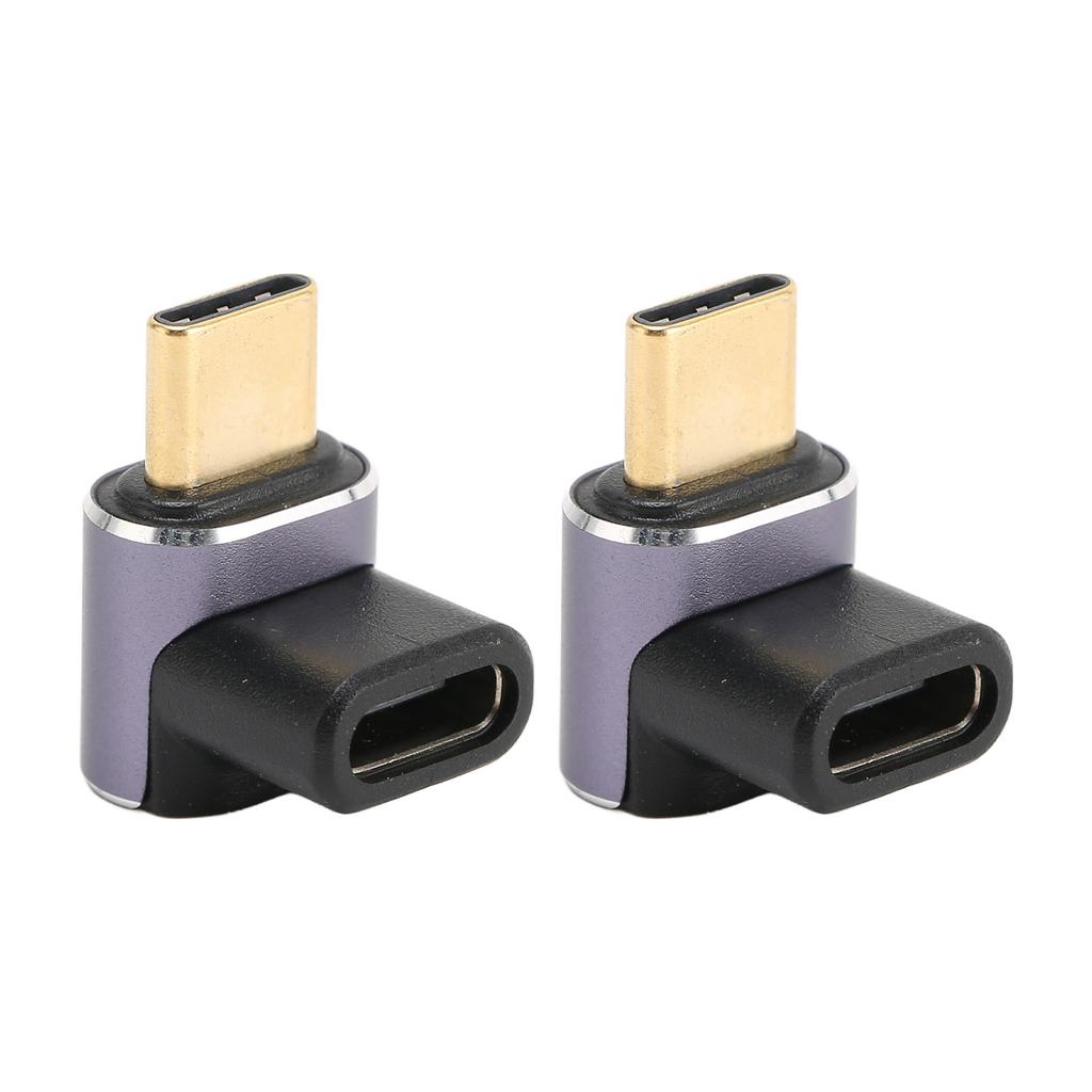 2 Pcs USB C Male to Female Adapter Right Angle 90 Degree PD 100W 40Gbps 8K60Hz HD Type C Male to