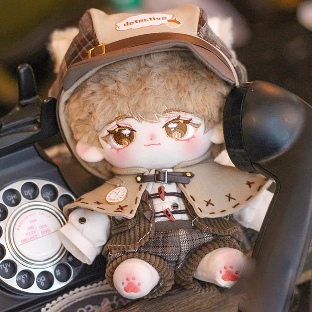 Niannyyhouse 10cm, 15cm, 20cm Plush Clothes, Hat, Shirt, Suspenders, Shawl, Vest, Leather Shoes, Vintage Detective Suit, Cotton Doll, Dress-Up