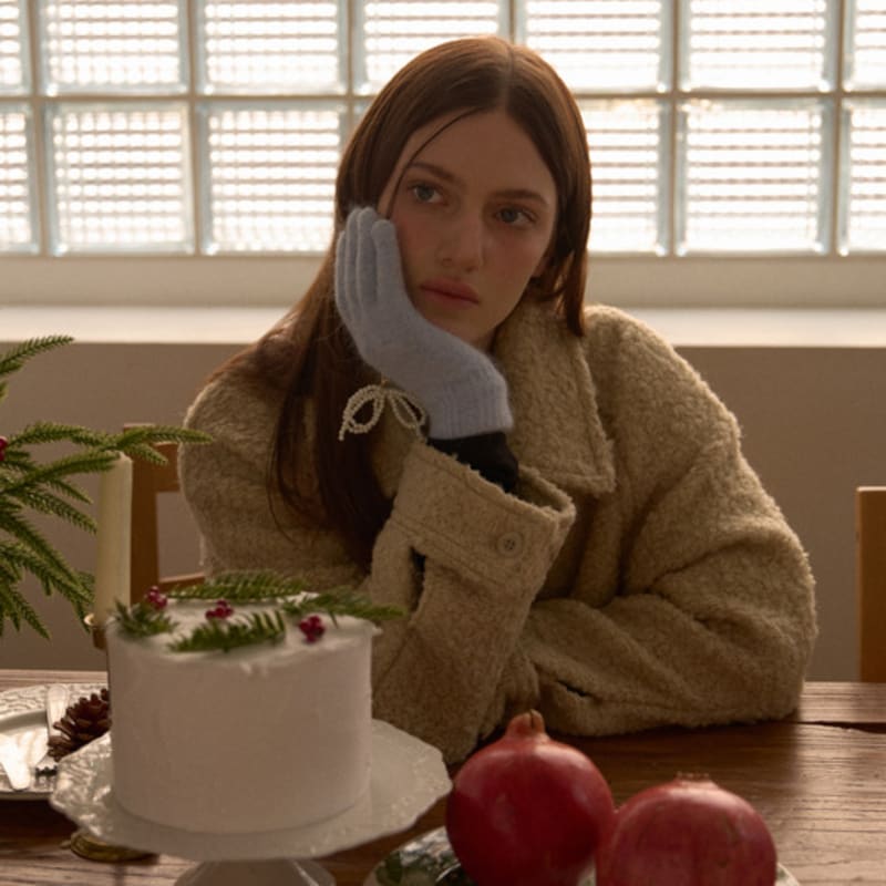 leterie ANGORA RIBBON GLOVES_BLUE