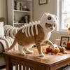 Soft Plush Halloween Cat Skeleton Hoodie Glow in Dark Pet Dino Skull Hooded Costume  Cat and Dog